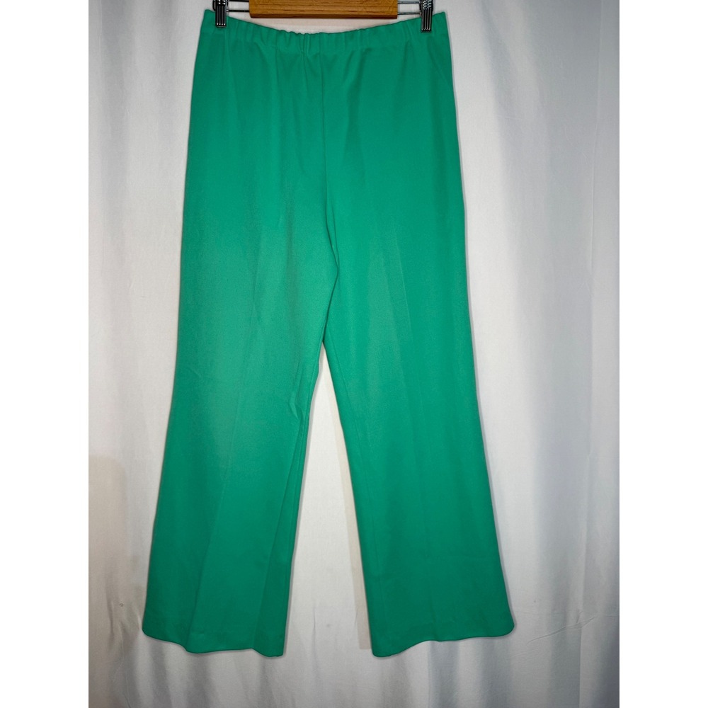 Vintage Kelly‎ Green High Waisted Elastic Waist Straight Leg Knit Trousers Pants